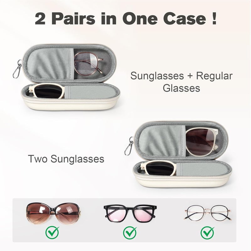 Huvon Double Eyeglasses Case, Dual Glasses Sunglasses Organizer with Zipper Closure, Eyewear Storage Box for Men Women Travel - Image 2
